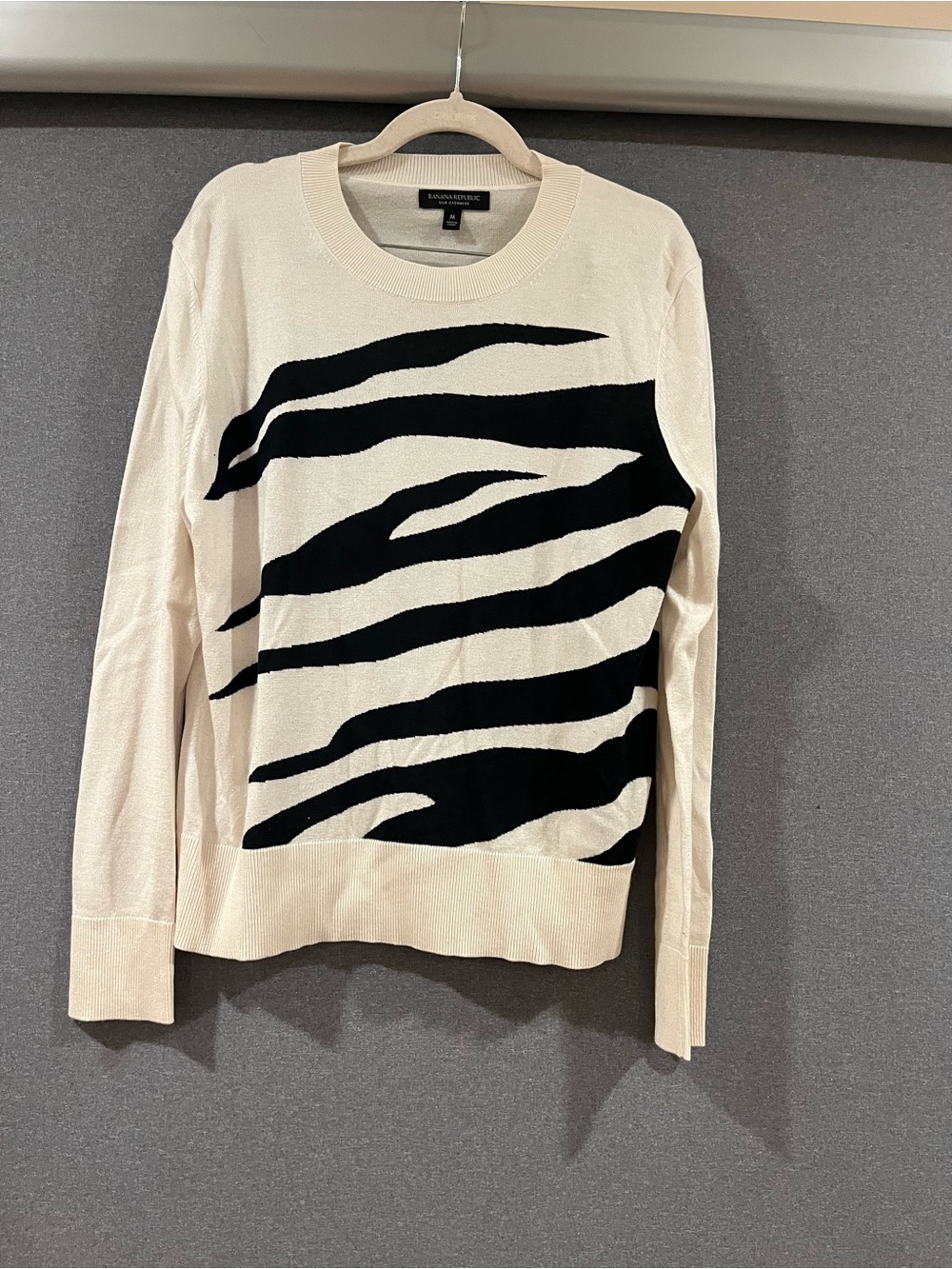 Banana Republic Cream Sweater with Black Zebra Stripe